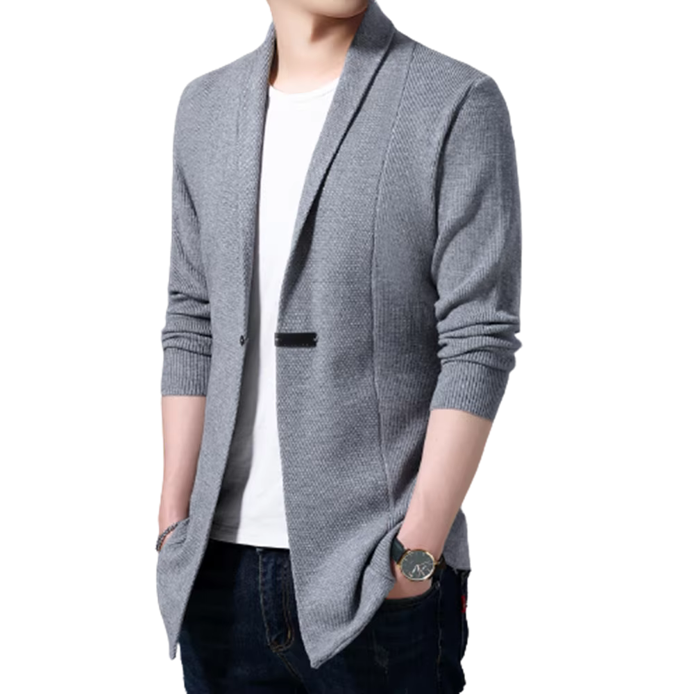 Cardigan hommes chandails printemps automne hommes décontracté Cardigan veste homme couleur unie Long pull coupe-vent simple bouton manteaux