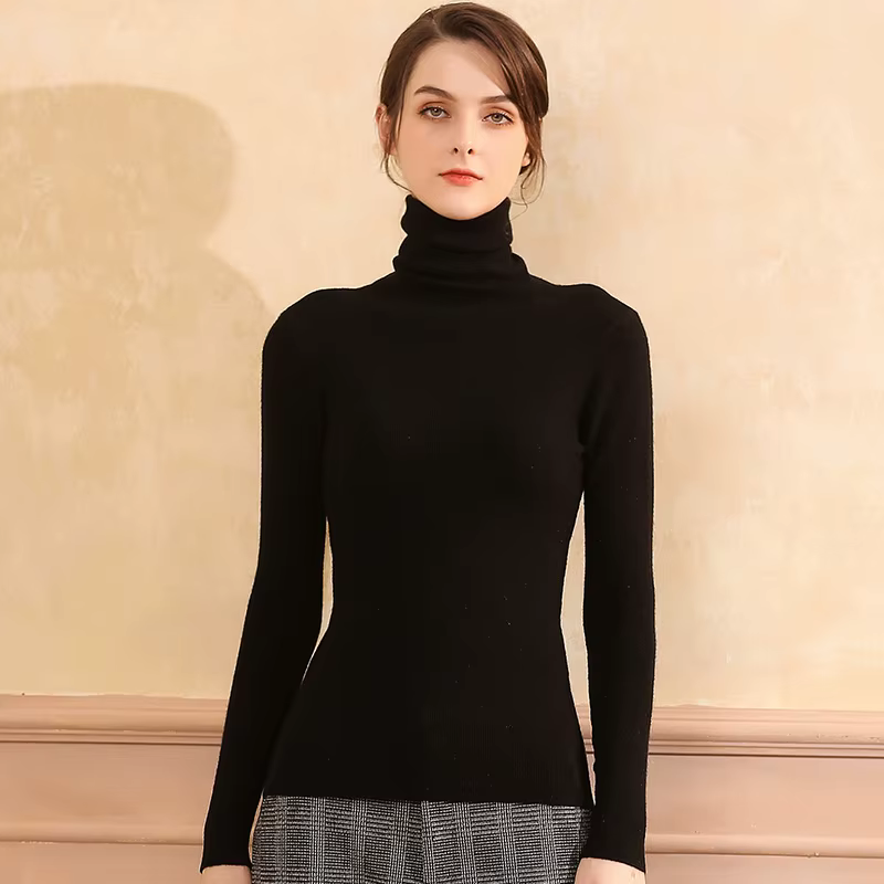 Pull en cachemire à col haut pour femme