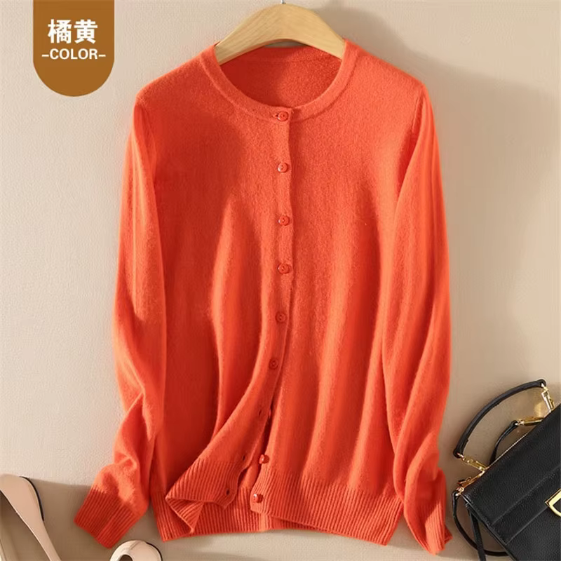 Pull tricoté en cachemire à simple boutonnage pour Femme