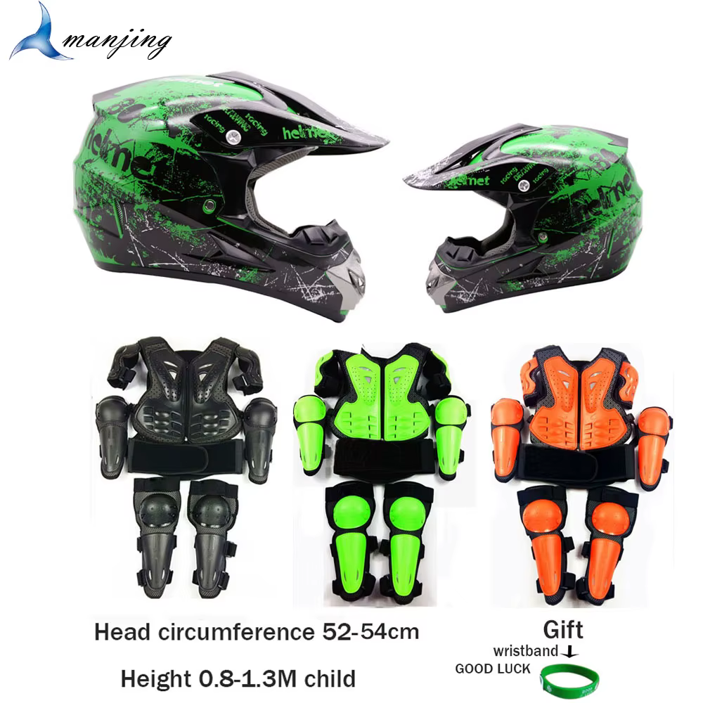 Gilet de sécurité pour enfants avec cadeau, équipement de moto, protection de tête pour bébé, casque de cyclisme 52-54 cm, protection intégrale pour scooter LL