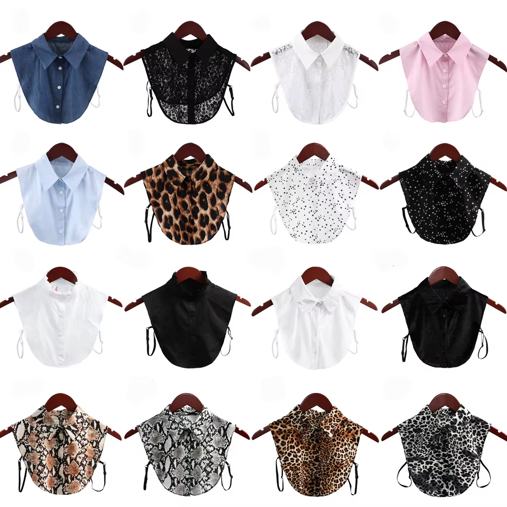 Chemisier à faux col pour femme, manches vintage, col de chemise amovible, faux col en dentelle, haut chemisier à revers, accessoires vestisens, nouveau