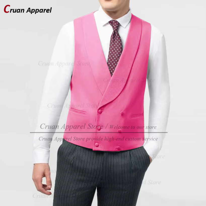 Veste Formelle Jaune pour Homme, Gilet Glacé, Châle Slim sur Mesure, Revers, Smoking pour Marié, 16 Couleurs