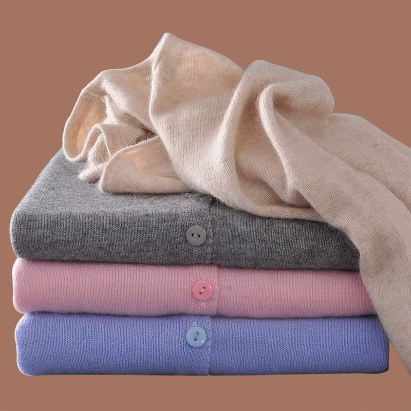 Pull tricoté en cachemire à simple boutonnage pour Femme