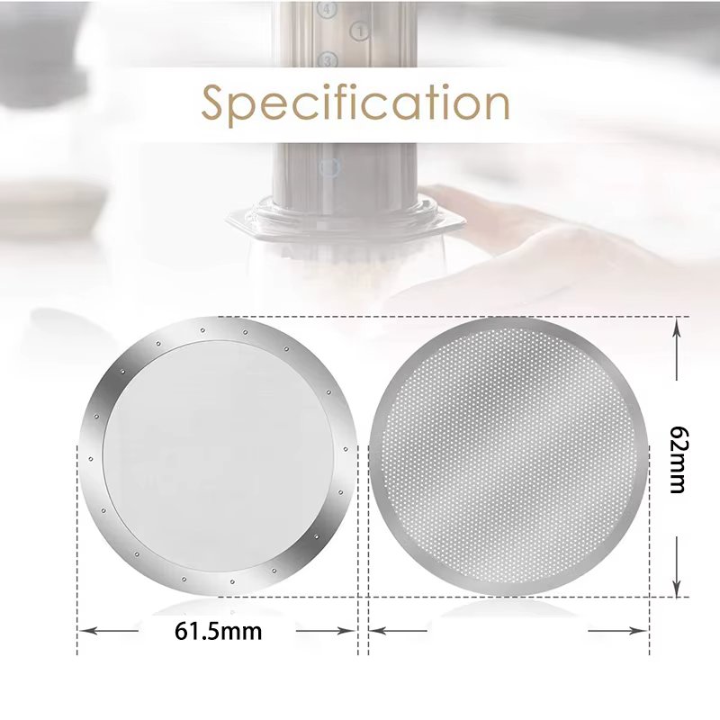 Filtre à café réutilisable en métal argenté, maille pour cafetière Aerosouhaits, machine à expresso, paquet de 3