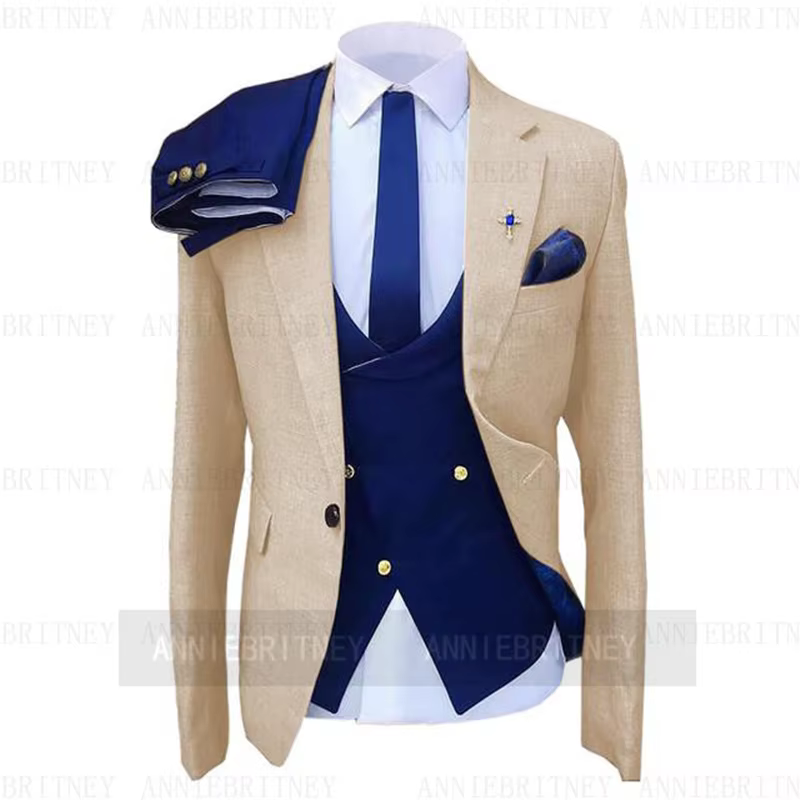 Costume de mariage pour homme gris, veste bleue, pantalon, sur mesure, grandes tailles, smoking formel, trajes de hombre, costume homme, 턱시도