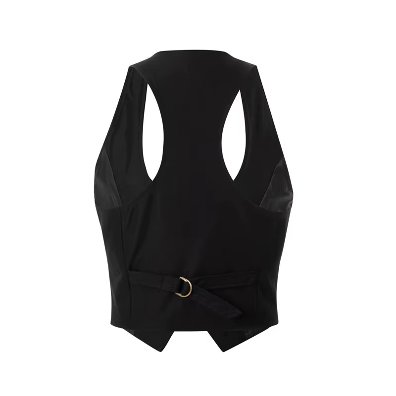 Lamuusaa femmes gilet mode vêtements Sexy col en V sans manches boutonné ajusté Racer dos classique