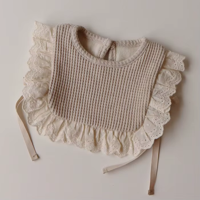 Bavoir en coton et dentelle pour bébé fille, bavoir amissié pour nouveau-né, princesse, automne 2024
