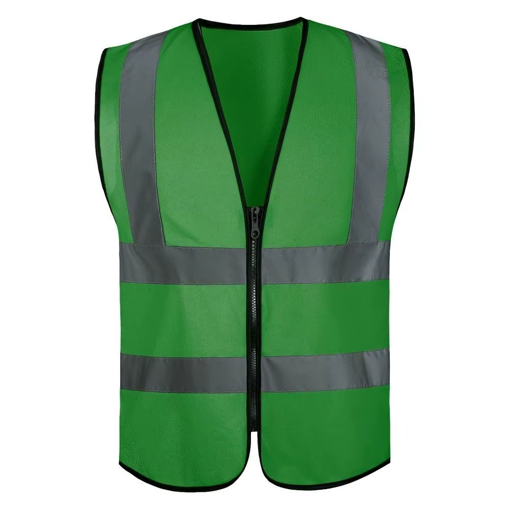 Gilet de sécurité haute visibilité durable avec bandes réfléchissantes avant et fermeture éclair – Tenue de travail pour agents de sécurité et entrepôts