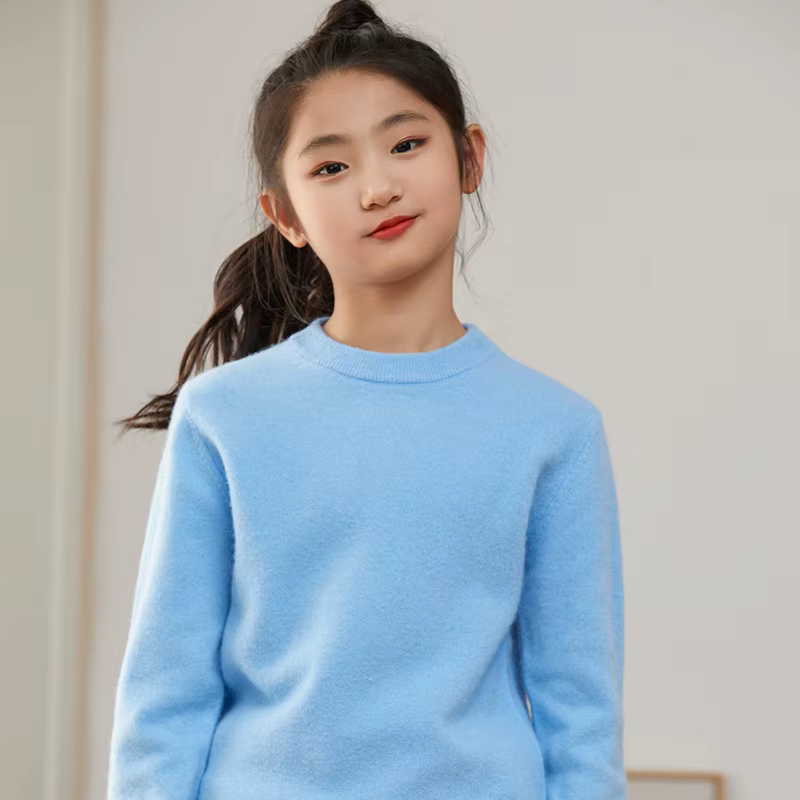 Pull en laine mérinos 100% pour enfants, pull épais et chaud en cachemire à manches longues et col rond, pour garçons et filles, automne et hiver