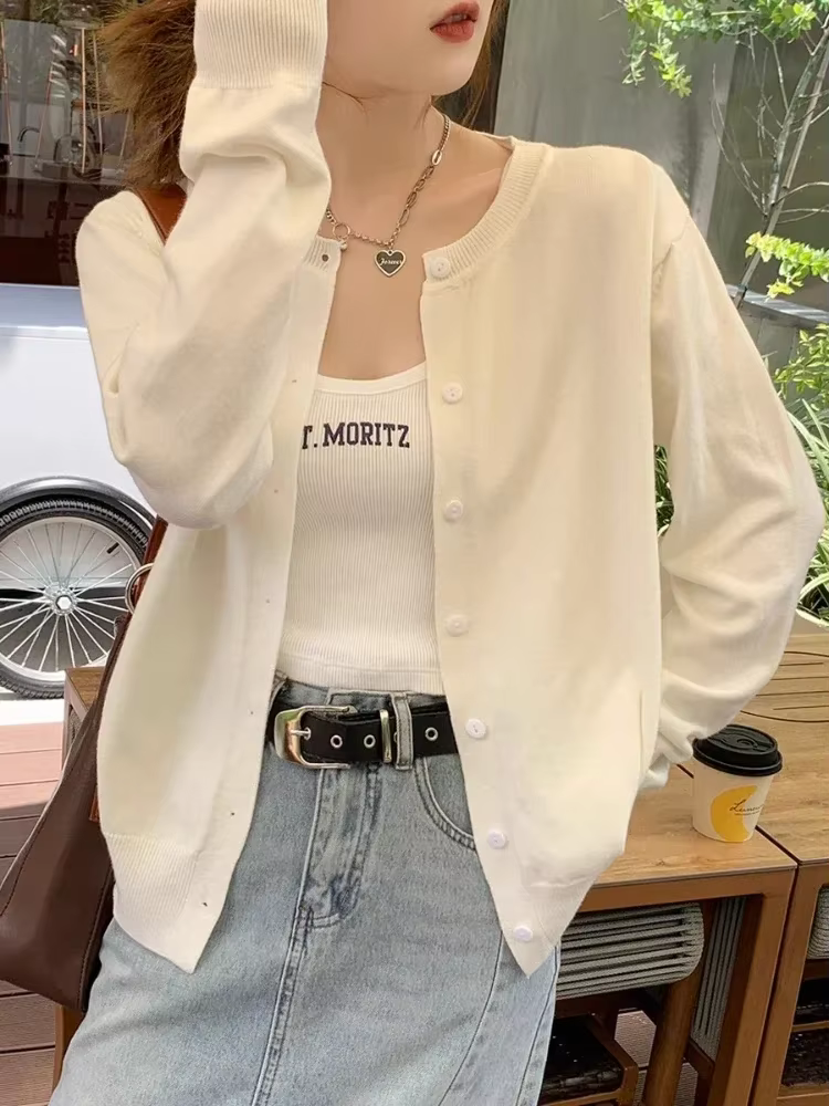 Cardigan pour femme en coton polyester, style coréen, coupe ajustée, décontracté, automne hiver, simple boutonnage, occasion spéciale