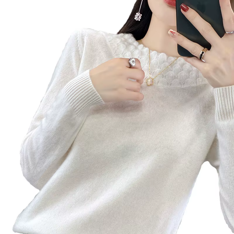 Femmes pull col rond chaud automne hiver épais tricoté corée mode chemises de fond printemps tricot pulls à manches longues haut rigide