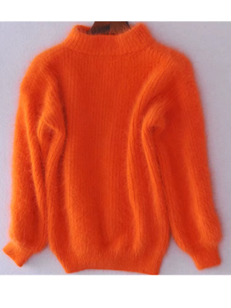 Pull à col roulé en mohair pour femme