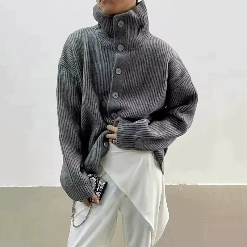 Nouveau pull simple à col roulé pour femme