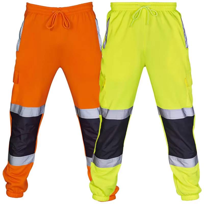 Pantalons de travail pour hommes, vêtements de travail en Patchwork, bas d'uniforme, pantalons de survêtement de sécurité, pantalons réfléchissants rayés, pantalons de Jogging amples pour hommes