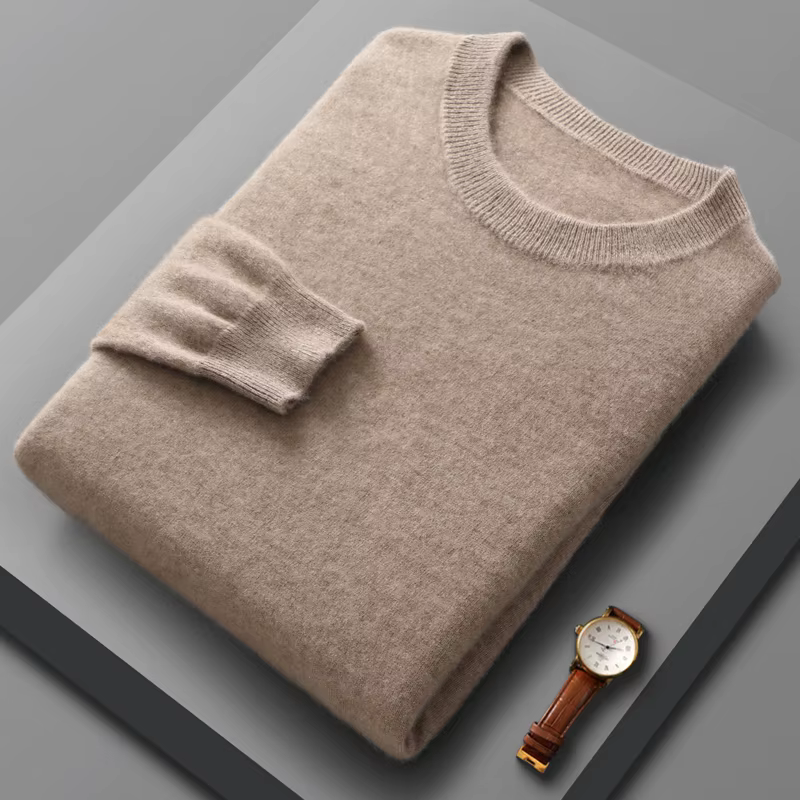 Pull en laine mérinos pour hommes, col rond, tricoté, à capuche, en cachemire similaire, polyvalent, basique, nouvelle collection printemps automne 100%