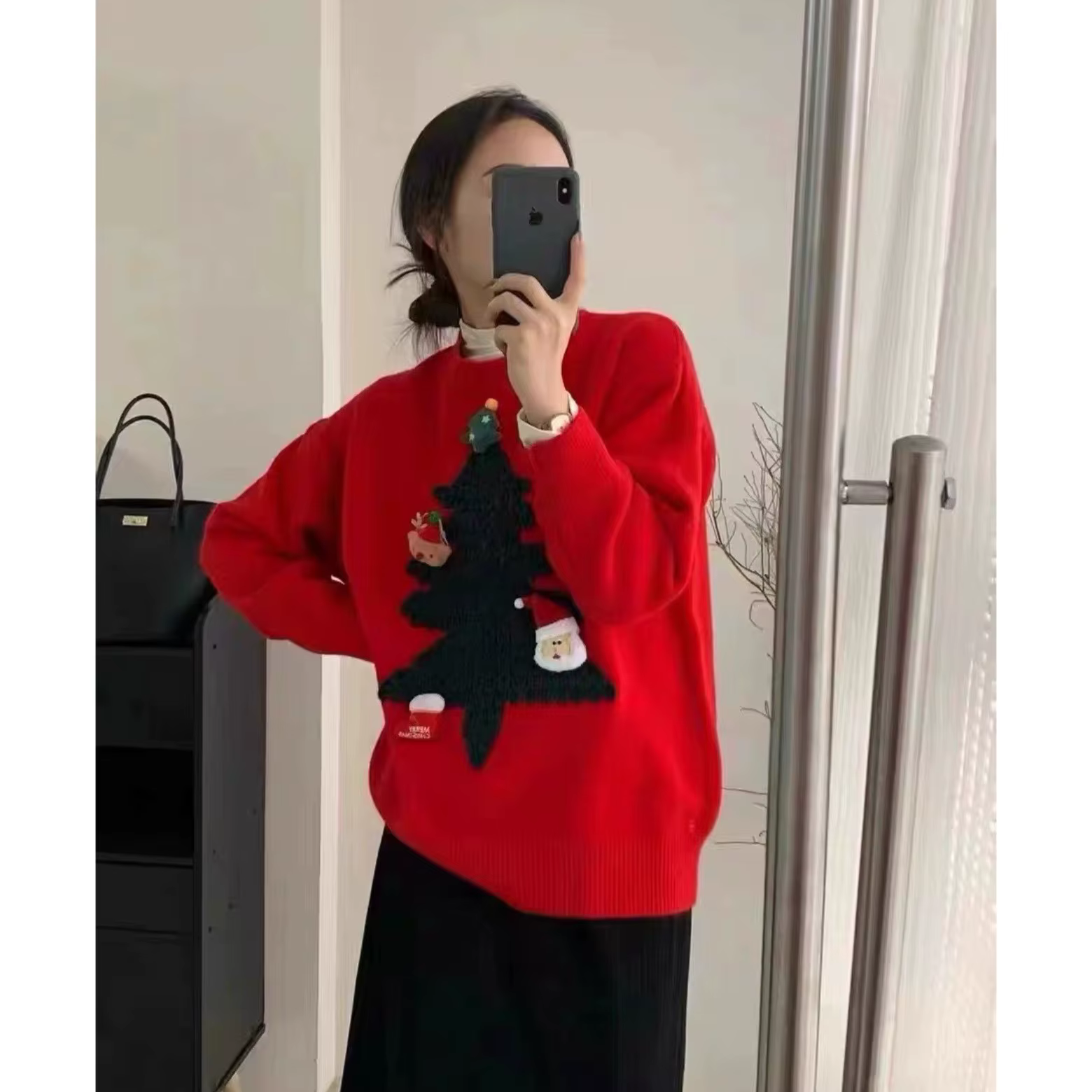 Pull rouge de noël pour femme