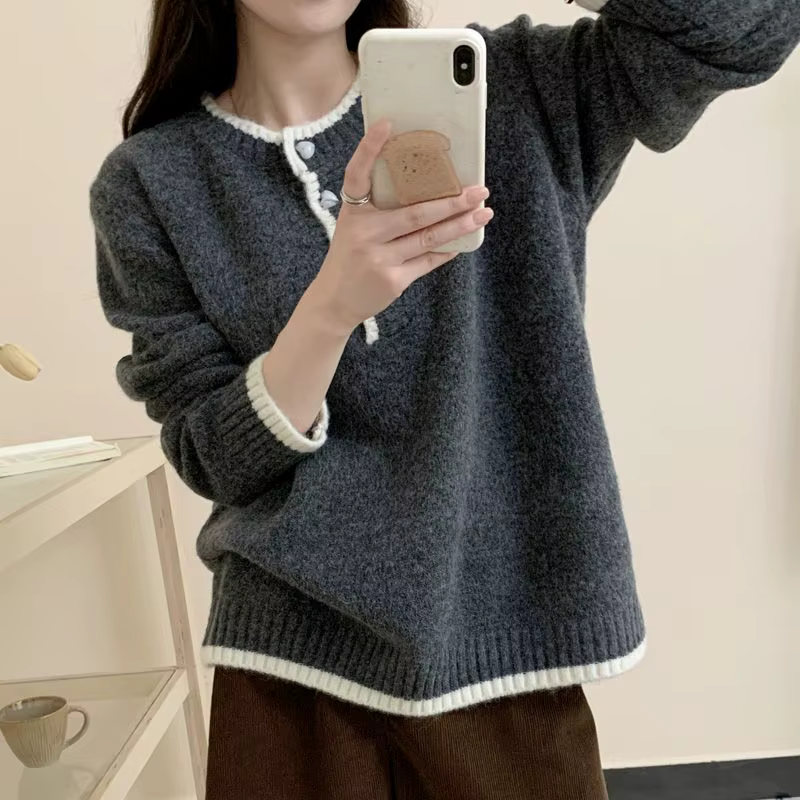 Pull à col rond pour femmes, Style automne-hiver, pull superposé à la mode, haut de Base Unique de Style coréen