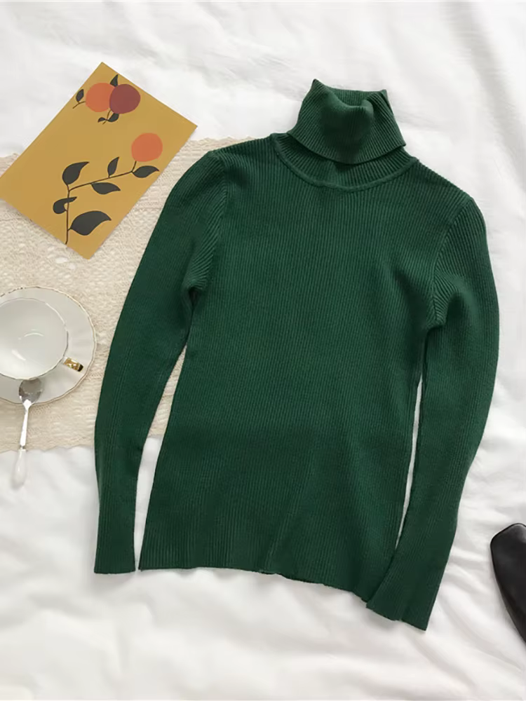 Pull tricoté côtelé épais pour femme