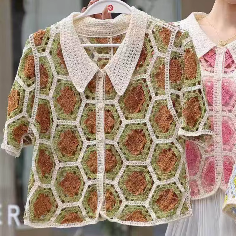 Gilet en crochet Granny Square pour femme
