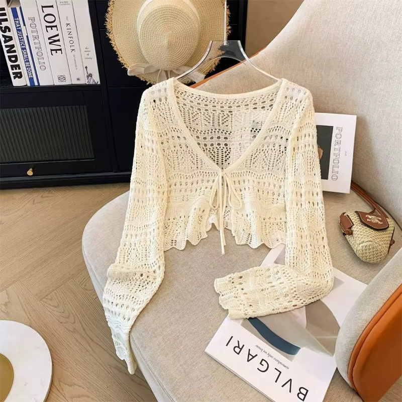 Cardigan tricoté à manches longues pour femme
