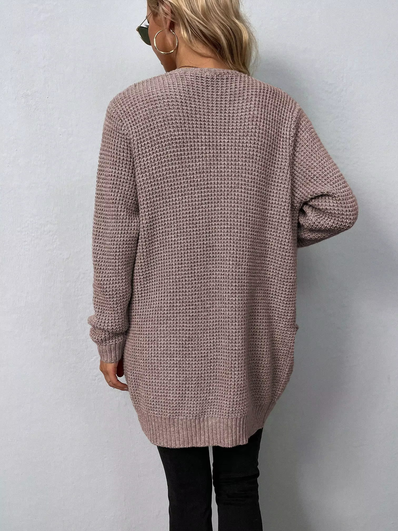 Cardigan long à col en V pour femmes