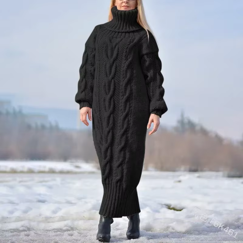 Pull femme hiver col roulé torsadé ample en polyester pour femmes, style moto et casual, couleurs solides, occasions spéciales