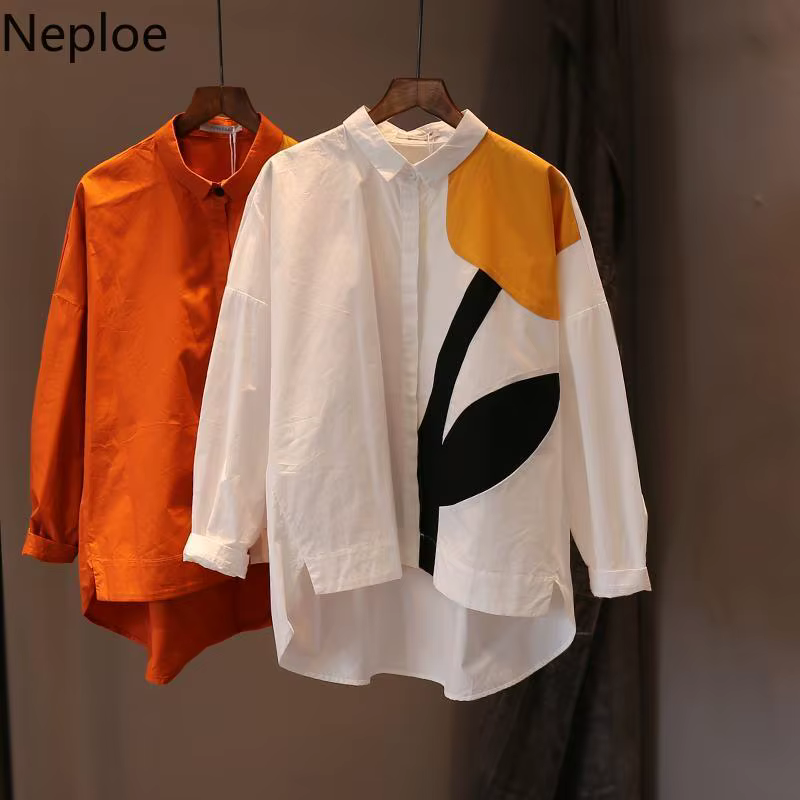 Chemise blanche à manches longues pour femmes, chemisiers College de fleurs, vêtements en Y élégants, vintage, mode coréenne