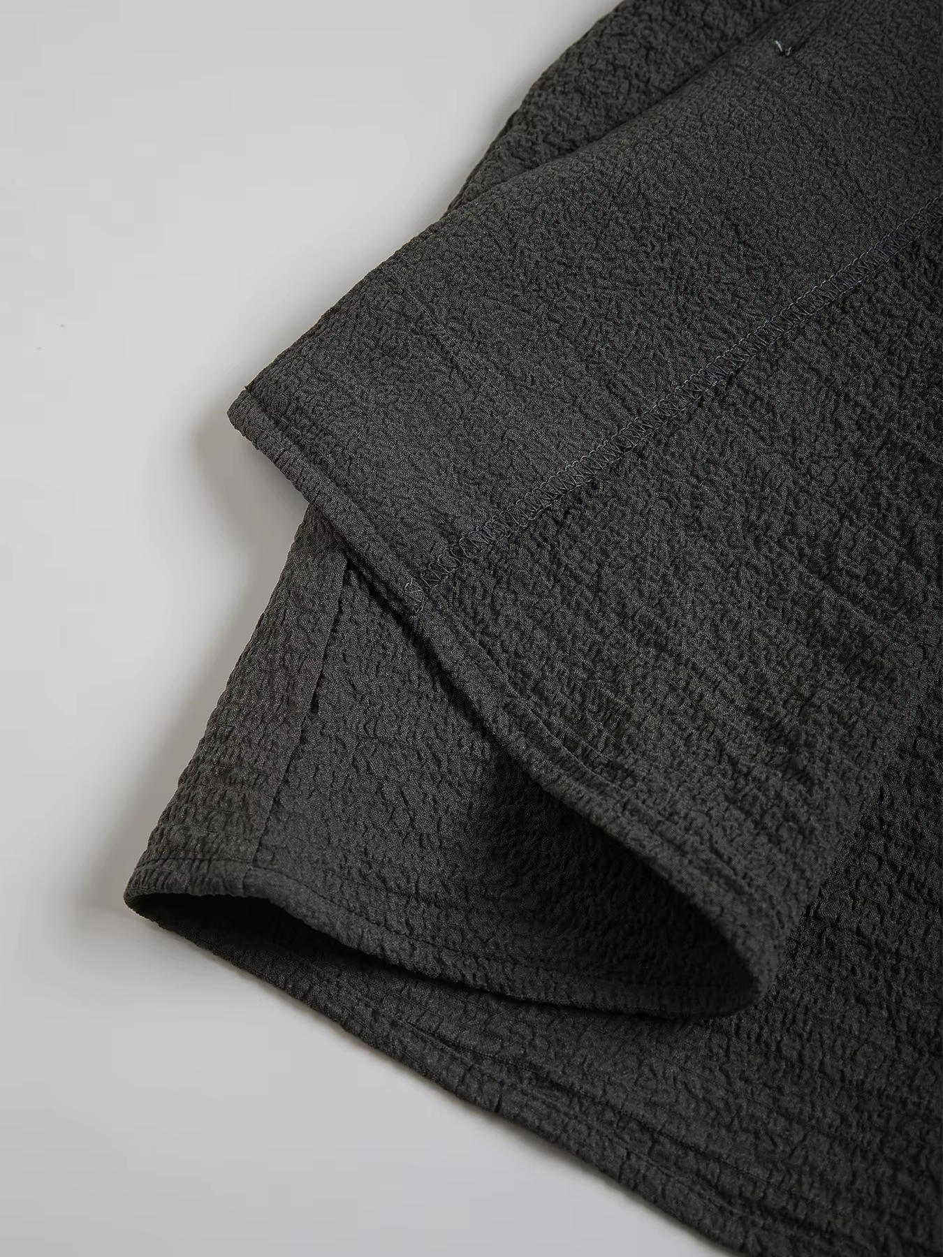 Chemise à col cubain texturée pour homme, décontractée et respirante, à manches courtes, pour l'été