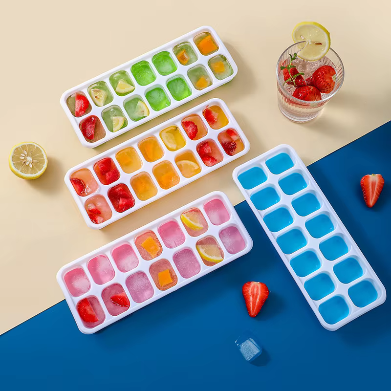 Plateaux à glaçons à 14 grilles, moule à glace en Silicone avec couvercle amovible, moule à Popsicle fait maison pour congélateur à Cocktail, outils de Bar de cuisine