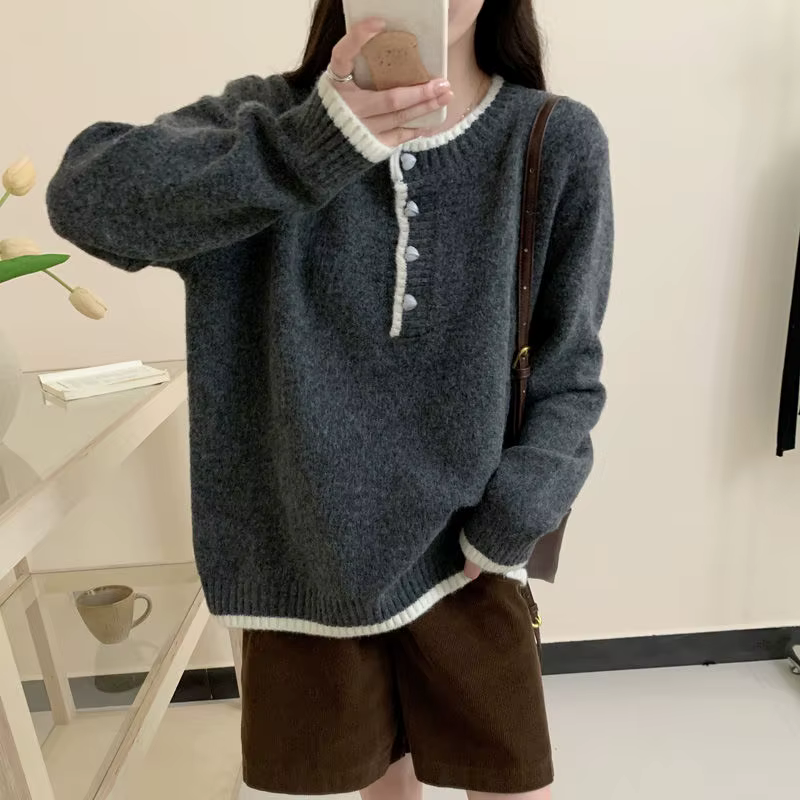 Pull à col rond pour femmes, Style automne-hiver, pull superposé à la mode, haut de Base Unique de Style coréen