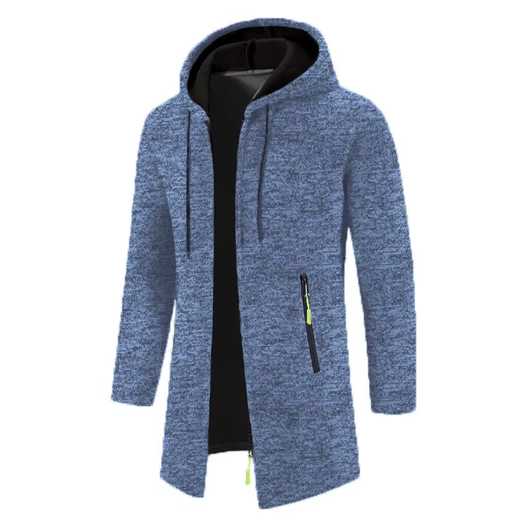 Sweat-shirt à capuche pour homme, manches longues, fermeture éclair, surdimensionné, haut d'hiver, manteau, pull noir