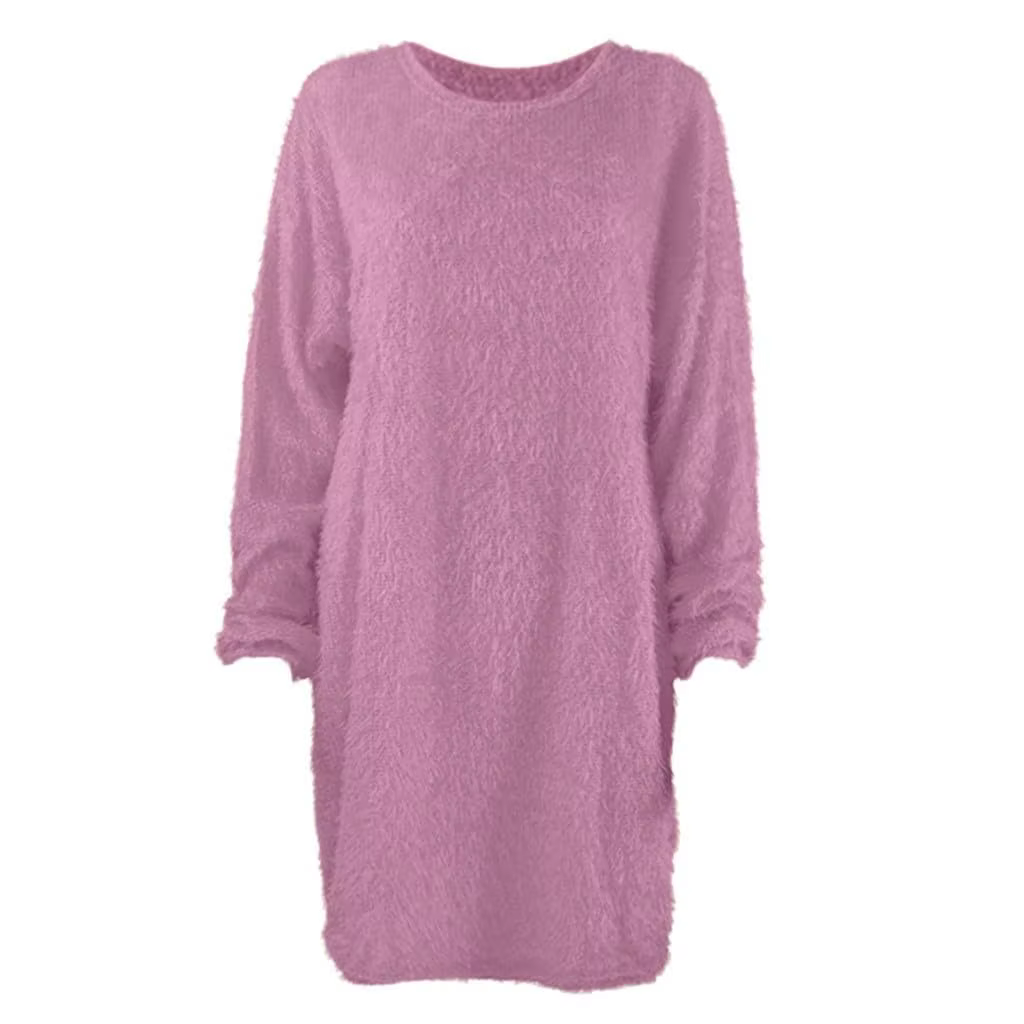 Robe pull hivernale décontractée col rond ample polyester pour femmes junior occasions spéciales et quotidienne