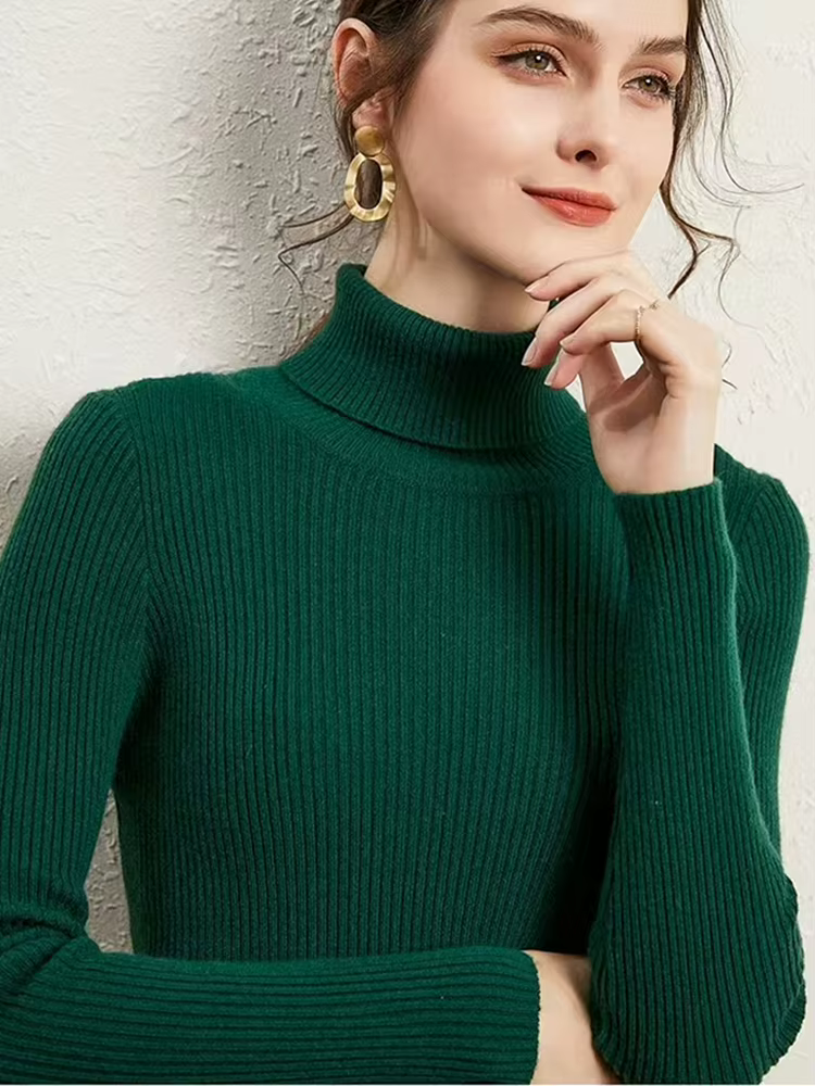 Nouveau pull à col roulé femme chemisiers tricotés mode dames chandails hiver thermique rayé à manches longues automne dessus chaud Bacis
