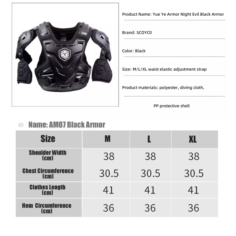 SCOYCO Moto armure gilet Protection veste Motocross corps armure gilet Dirt Bike vtt poitrine dos équipement de Protection Moto équipement