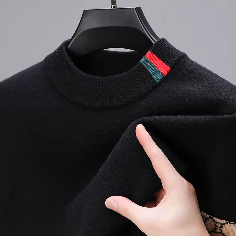 Fashion personnalité jacquard tricot pull luxe marque designer nouveau décontracté doux léger confort hommes col rond Hauts