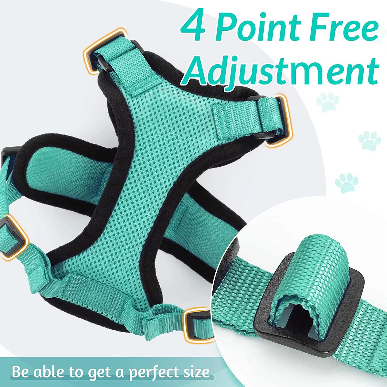 Harnais et laisse pour chat pour la marche, harnais de gilet doux et réglable anti-fuite pour chats, EasyControl