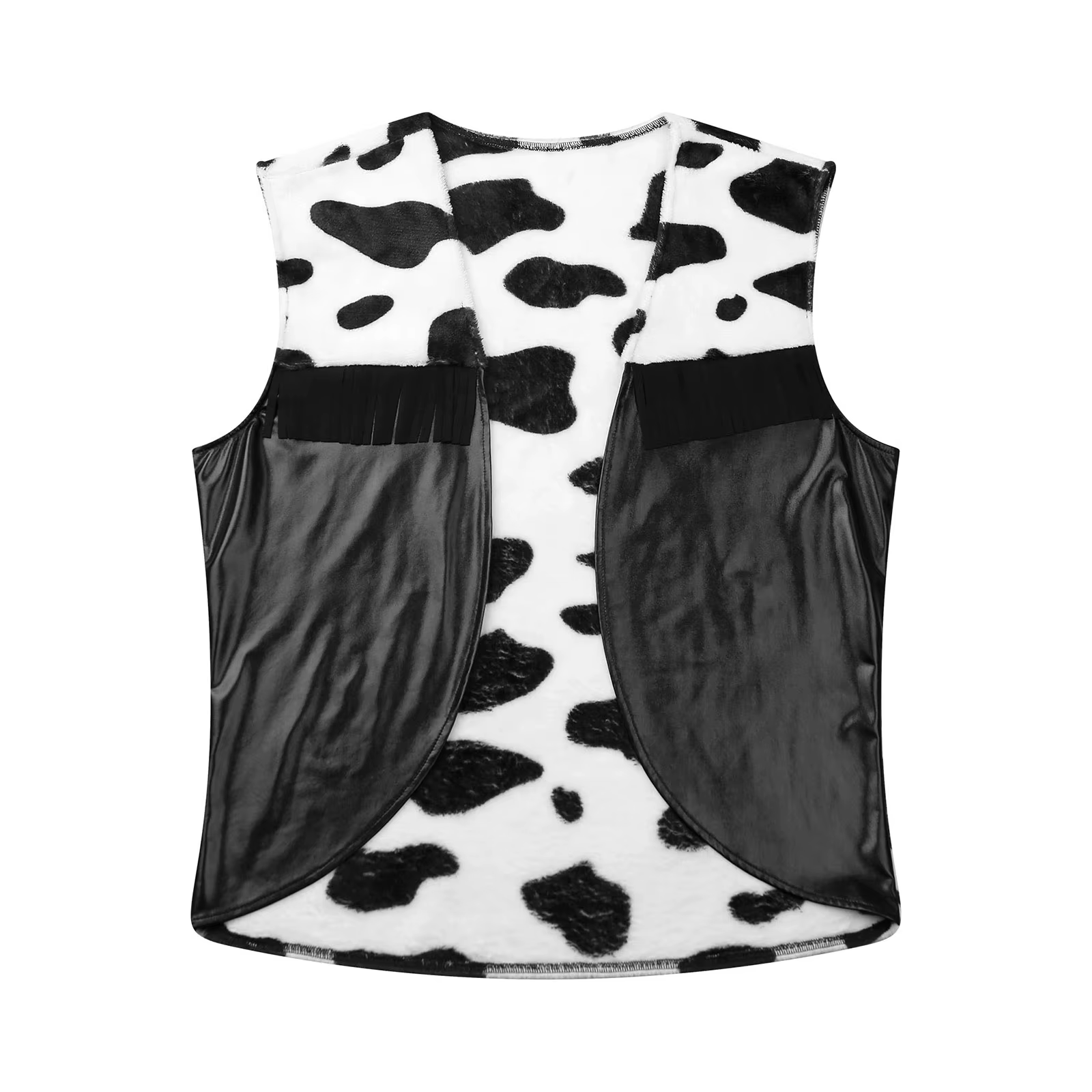 Costume de Cowboy Occidental pour Homme, Cardigan D.lique à Glaçure Imprimée Vache, Ouvert sur le Devant, Gilet à Pompon, Cosplay d'Halloween, Habillage de ix