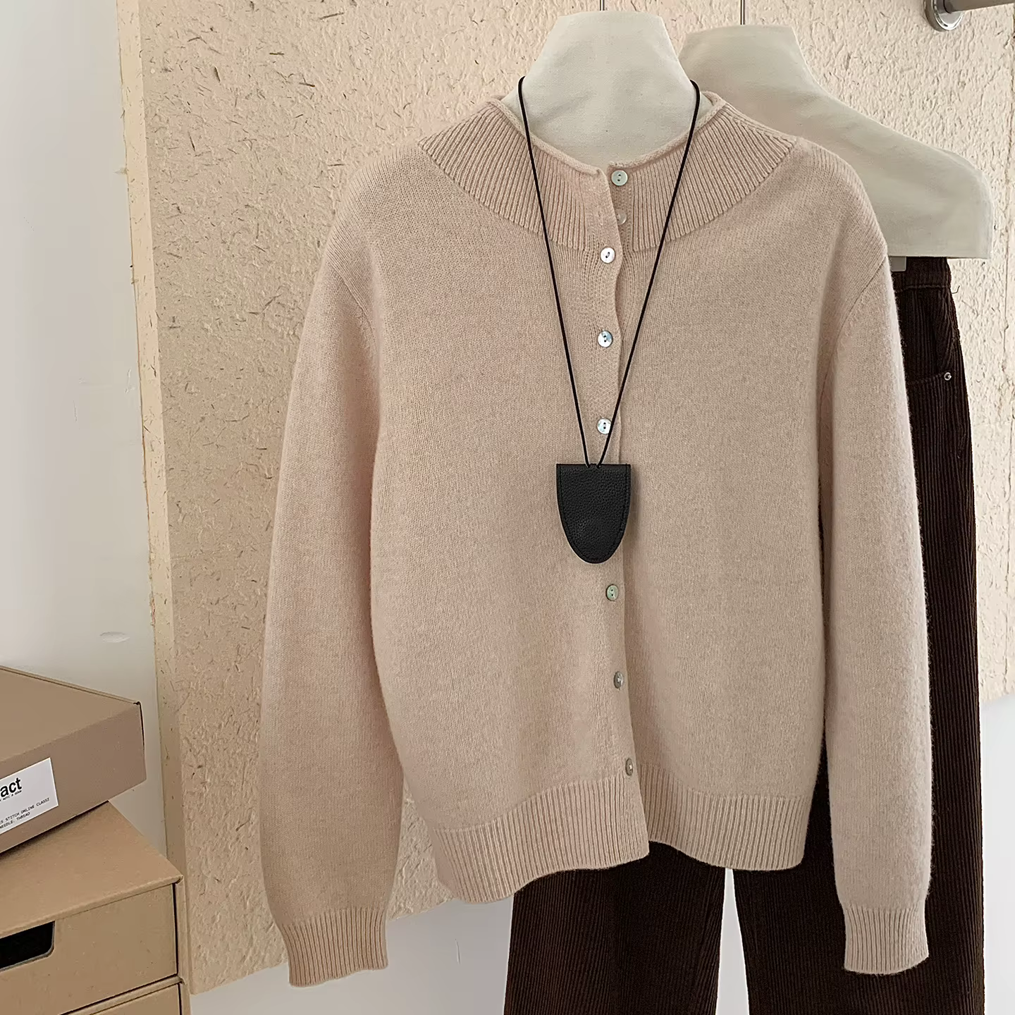 LDZWSM 100% laine haute qualité tricot pull demi-col roulé Cardigan manteau automne et hiver nouvelle mode féminine B3153016