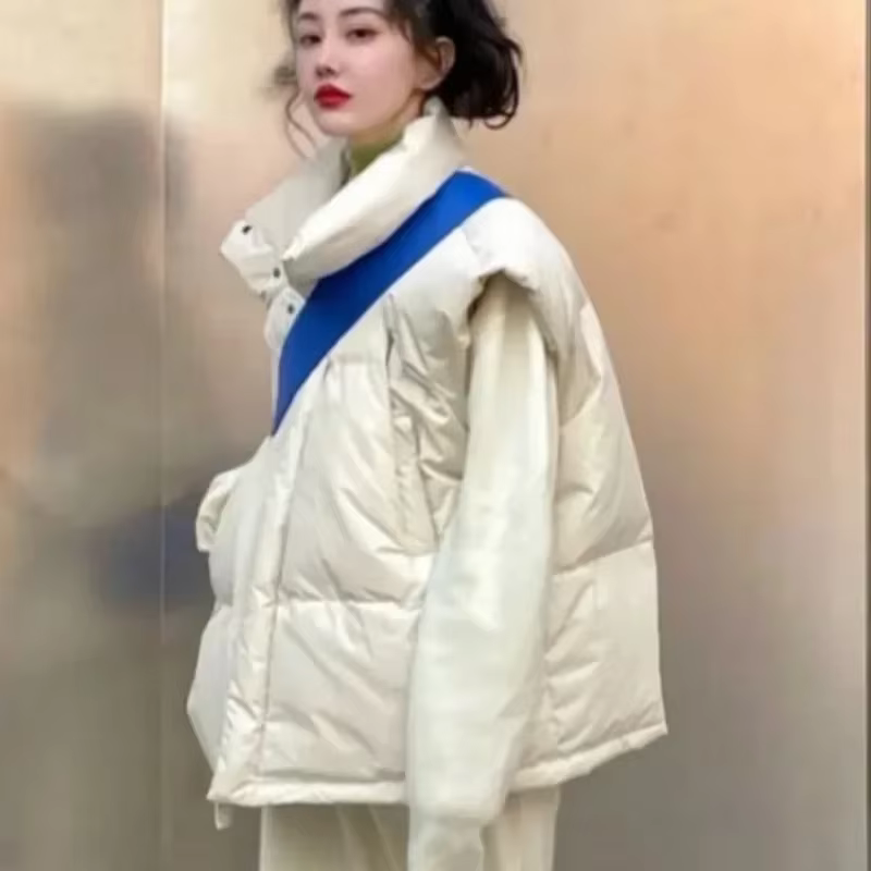 Couleur unie fermeture éclair femmes gilets assez chaud froid Demi-saison dame rembourré coton Giletes vêtements d'hiver élégant travail décontracté