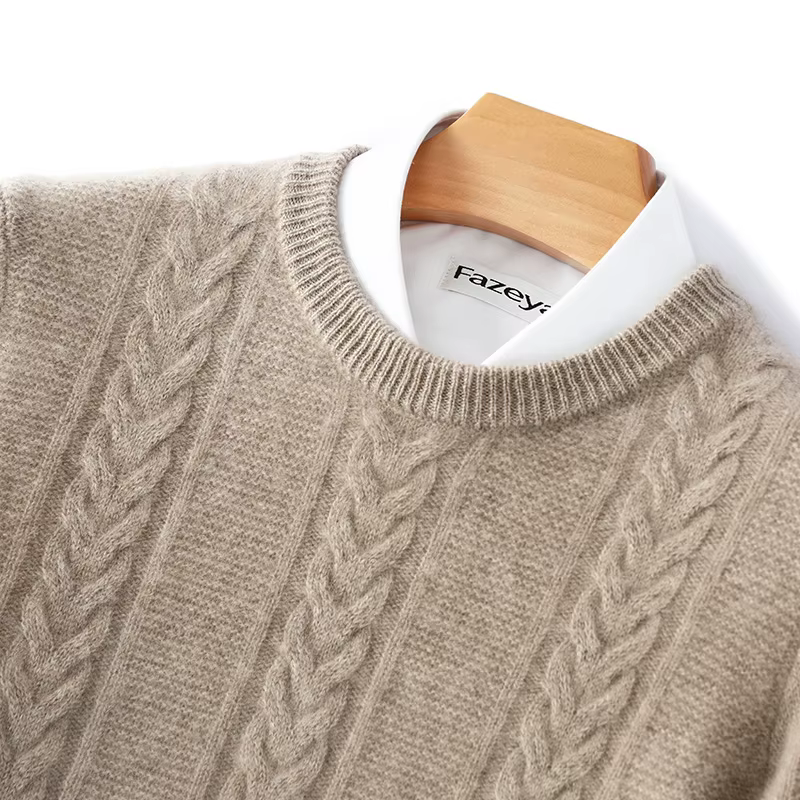 Pull en laine mérinos pour homme, col rond, épais, doux, chaud, décontracté, couleur unie, tricoté, nouvelle collection automne hiver 100%