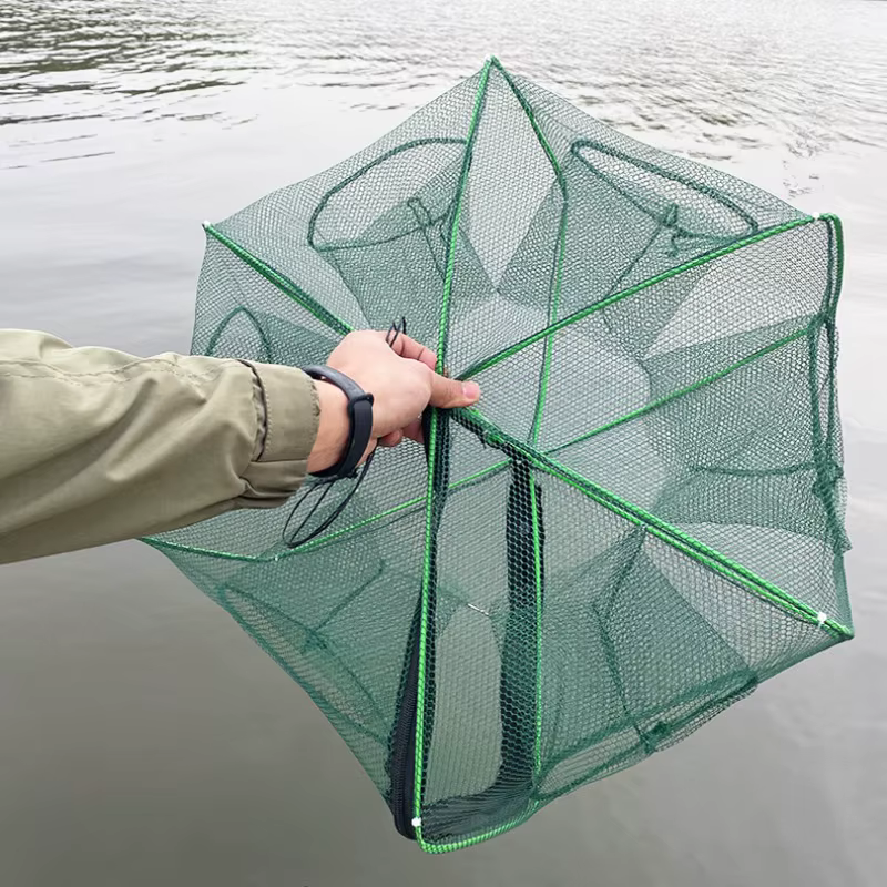 Filet de pêche pliable en maille hexagonale ou octogonale à 6/8 trous, filet de pêche à la main, filet de lancer, piège à écrevisses et crevettes, cage en maille pour aquarium