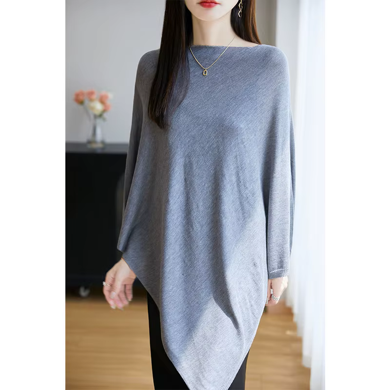 Nouveau 100% laine mérinos châle femmes col rond tricoté pull en cachemire automne hiver tricots respectueux de la peau vêtements à la mode