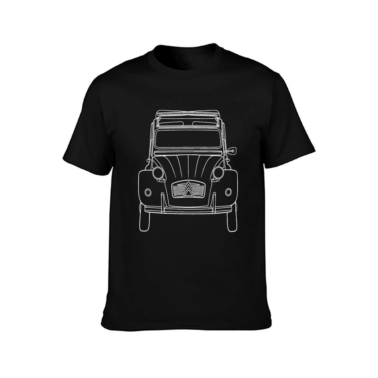 T-shirt vintage avec cristaux et lignes blanches pour homme, graphique et scopique, 2CV