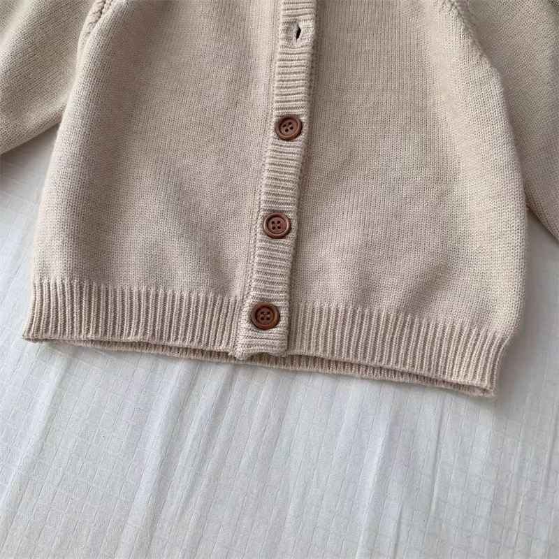 Pull en tricot pour enfants de 0 à 5 ans, Cardigan d'automne pour garçons et filles, manteaux décontractés de couleur unie, à la mode, nouvelle collection printemps