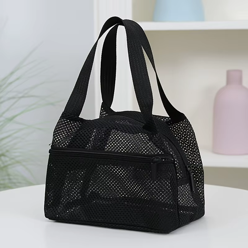 Sac en filet, Sac à main pour femme, Trousse de toilette, Sac de rangement de voyage, Sac à lunch ajouré pour étudiant, Sac bento