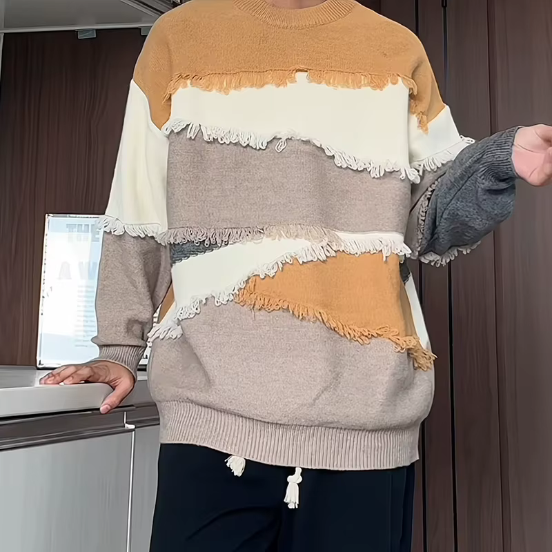 Pull en patchwork de laine de luxe haut de gamme pour hommes, pulls Harajuku coréens, pulls optiques chauds pour hommes, pulls de Noël pour hommes, automne et hiver