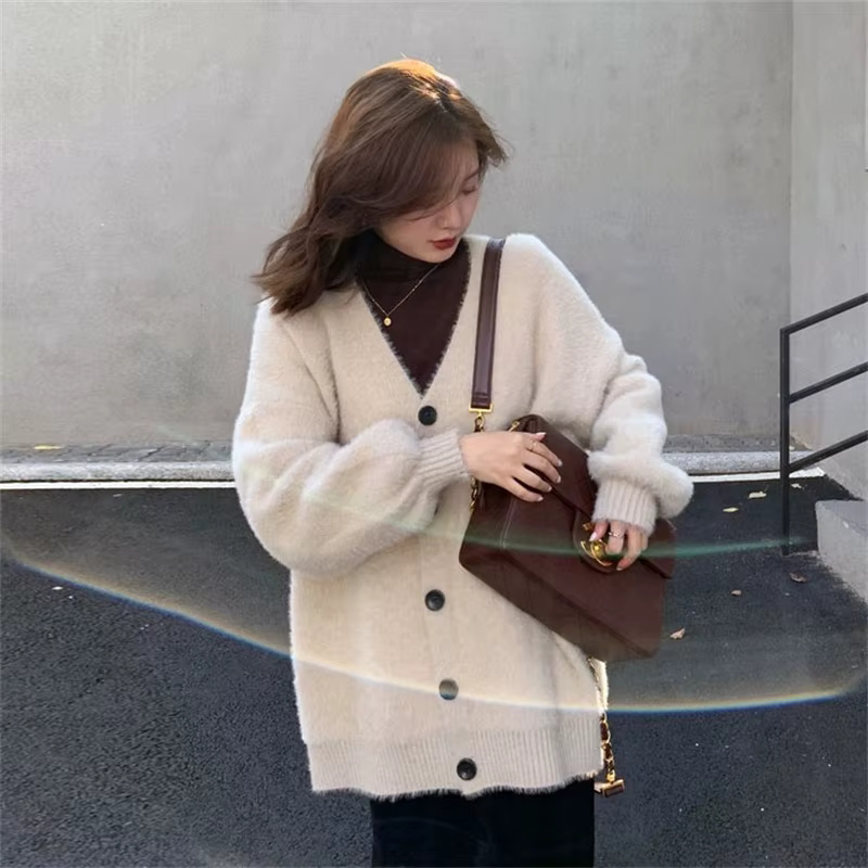 Pull en vison de Style paresseux japonais pour femme