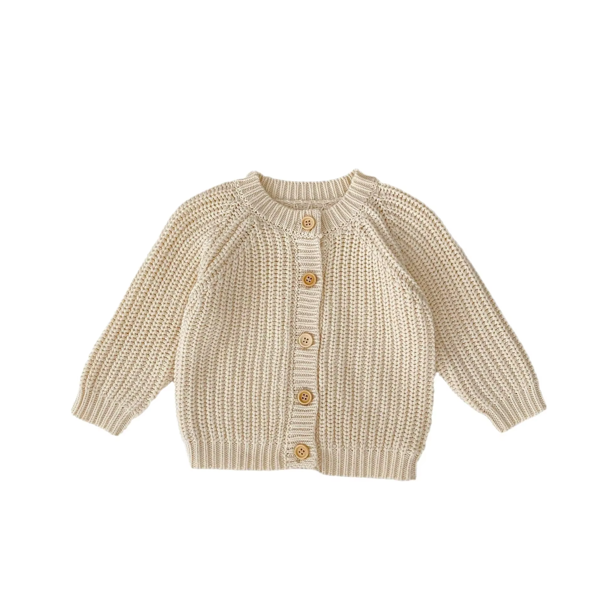 Pull à Manches sulfpour Bébé et Enfant de 0 à 3 Ans, Manteau Beige Solide avec Document, Collection Automne 2024