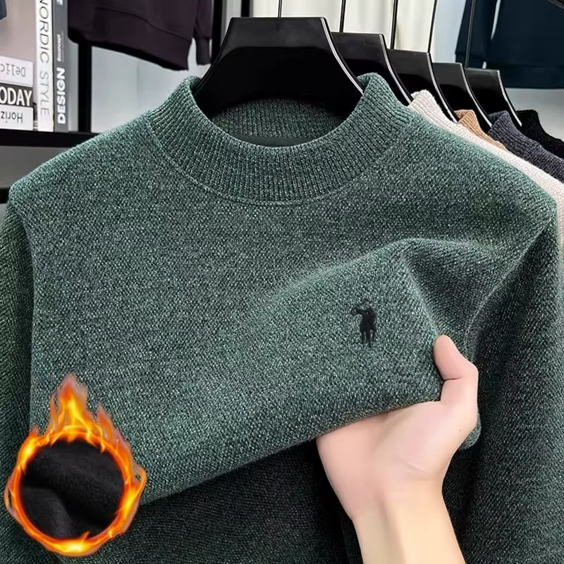 Pull à col rond de marque haut de gamme pour hommes, mode décontractée, luxe exquis, broderie Paul Pony, pull en tricot épais et moelleux pour l'hiver