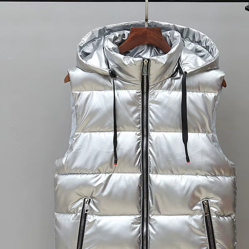 Veste à capuche en fibre brillante pour hommes, gilet chaud, manteau de couple, vêtements de mode masculine, hiver, automne, MY621